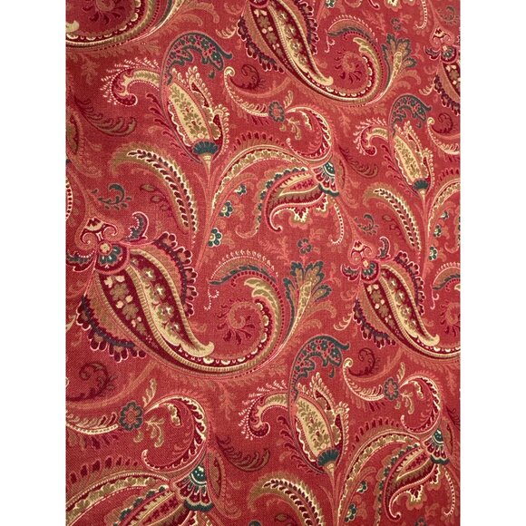 Vintage Paisley Fabric 23" x 44" Wide Cranston Print Works Co Cotton Red/Gold - Picture 1 of 5